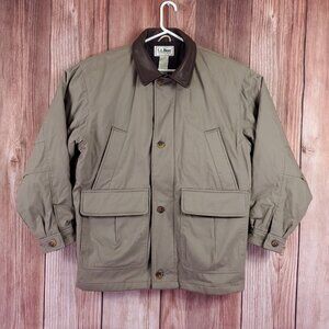 Vtg LL Bean Jacket Mens Large Field Barn Chore Leather Collar Wool Lined Hunting